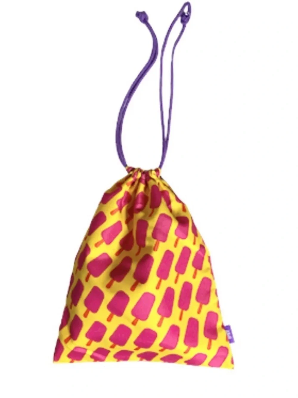 IPSY Glam Bag with Purple Drawstring Closure & Red Popsicle Print - 8 x 11” NWT